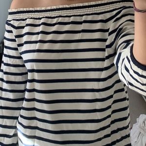 striped off the shoulder top
